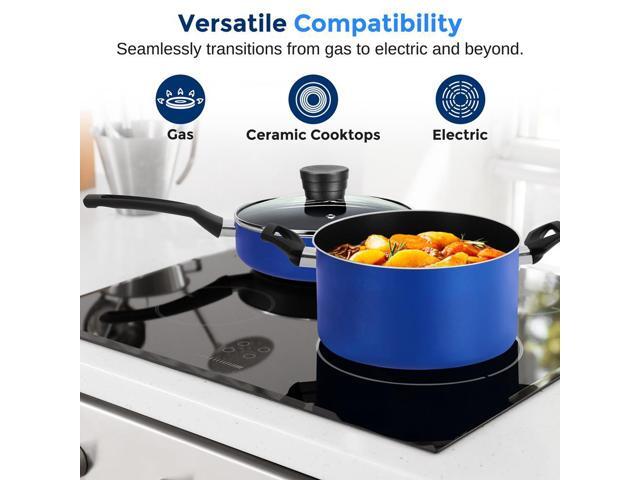 SereneLife 15-Piece Non-Stick Kitchenware Pots & Pans Set Blue (SLCW15BLU)