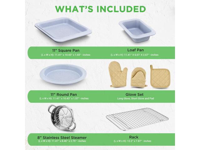 NutriChef 22-Piece Kitchenware, Kitchen Tools, and Bakeware Set Moon Grey Marble (NCCW22GRA)