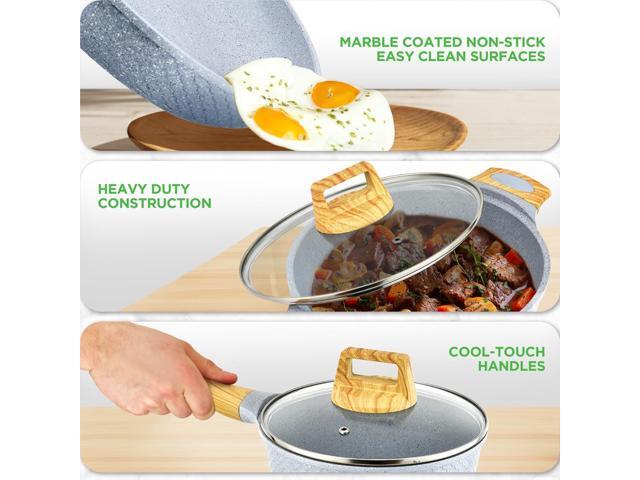 NutriChef 22-Piece Kitchenware, Kitchen Tools, and Bakeware Set Moon Grey Marble (NCCW22GRA)
