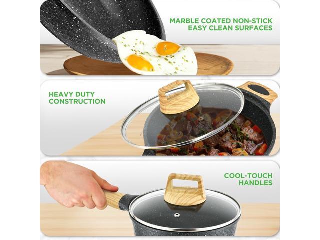 NutriChef 22-Piece Kitchenware, Kitchen Tools, and Bakeware Set Black Marble (NCCW22BLK)