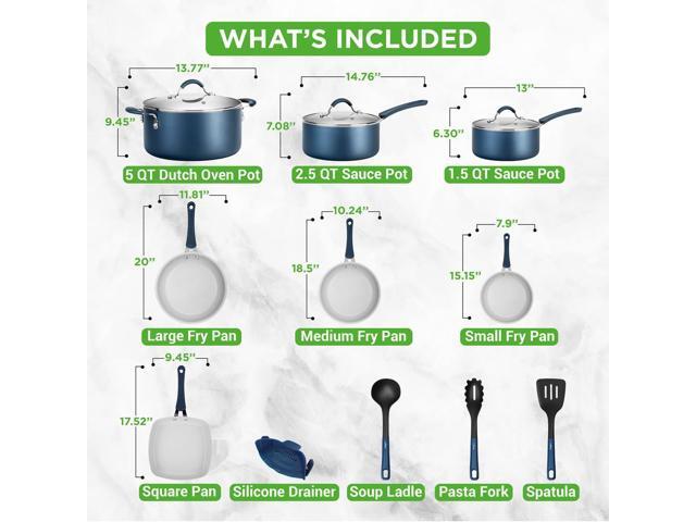 NutriChef 20-Piece Non-Stick Kitchenware Pots & Pans Set Blue (NCCW20SBLU)