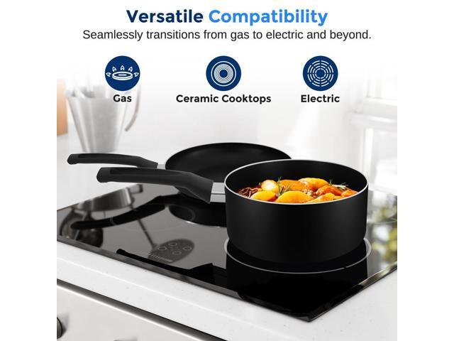 SereneLife 15-Piece Non-Stick Kitchenware Pots & Pans Set Black (SLCW15BLK)