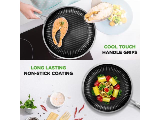 NutriChef 8-Piece Triply Stainless Steel Cookware Set Non-Stick Coating (NC3PLY8Z)