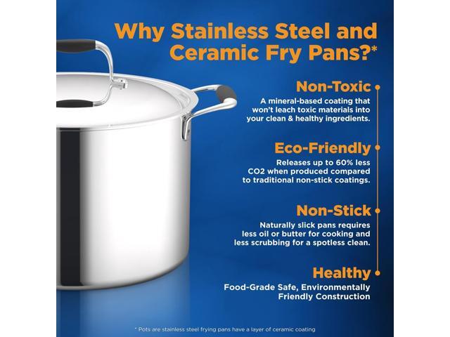 NutriChef 12-Piece Clad Stainless Steel Kitchenware Pots & Pans Set Prestige Ceramic Non-Stick Coating (NCSSS12)