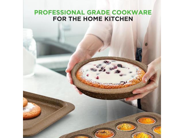 NutriChef 22-Piece Home Kitchen Cookware and Bakeware Set Maroon Marble (NCCW22MAR)