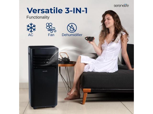 SereneLife 10,000 BTU Portable Air Conditioner with Dehumidifier & Fan - Black (SLPAC19B)