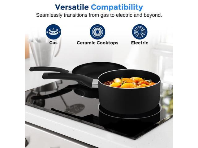 SereneLife 11-Piece Non-Stick Kitchen Cookware Set - Black (SLCW11BLK)