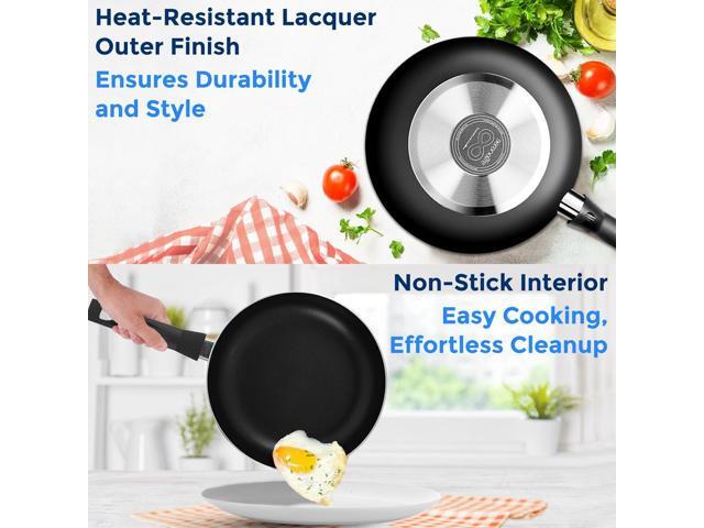 SereneLife 11-Piece Non-Stick Kitchen Cookware Set - Black (SLCW11BLK)