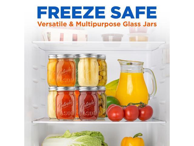 NutriChef 12-Piece Glass Mason Jars with Lids - 16oz Airtight Storage (NCMSJ12)