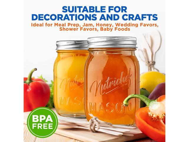 NutriChef 12-Piece Glass Mason Jars with Lids - 16oz Airtight Storage (NCMSJ12)
