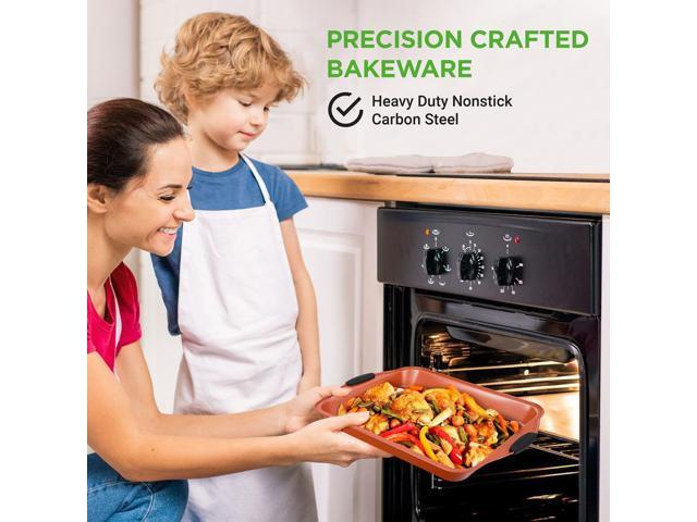NutriChef 8-Piece Non-Stick Carbon Steel Bakeware Set with Silicone Handles (NCSBS52S)