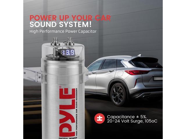 Pyle 3.2 Farad Digital Power Capacitor - High-Performance Car Audio Accessory with Blue Digital Display (PLCAPE32)