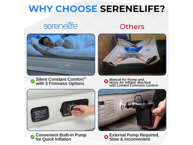 SereneLife 18' Twin Raised Airbed - Elevated Inflatable Air Mattress with Built-in Pump (SLABTW53)