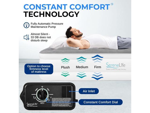 SereneLife 18' Twin Raised Airbed - Elevated Inflatable Air Mattress with Built-in Pump (SLABTW53)