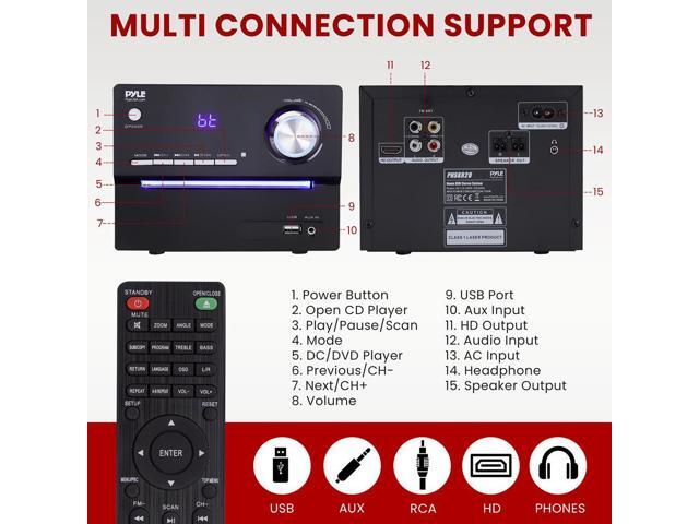 Pyle 3-Piece Wireless Bluetooth Streaming Stereo System with MP3, USB, FM Radio, Bass Reflex Speaker & Remote Control (PHSKR20)