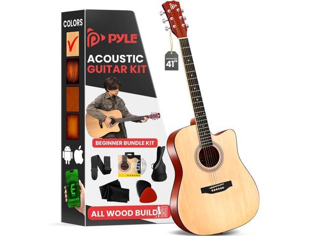 Pyle 41' Full-Size Acoustic Guitar Kit - Cutaway Body with Digital Tuner & Accessories (Natural) (PGSTGR007N2)