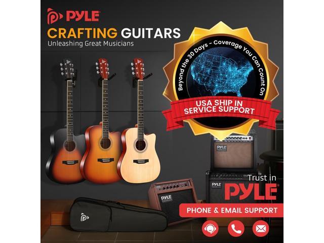 Pyle 41' Full-Size Acoustic Guitar Kit - Cutaway Body with Digital Tuner & Accessories (Sunburst Teardrop) (PGSTGR007SBD)
