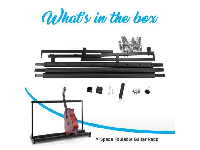 Pyle 9-Space Foldable Guitar Rack - Multi-Instrument Floor Stand Holder (PGST93)