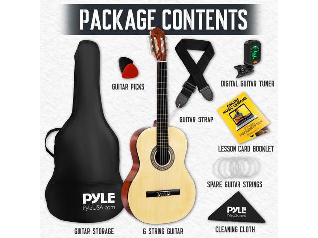 Pyle 39' Classical Guitar Kit - 6-String with Digital Tuner & Accessories (PGACLS90)
