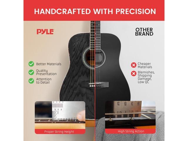 Pyle 41' Full-Size Steel String Acoustic Guitar - Black - PGA480BK