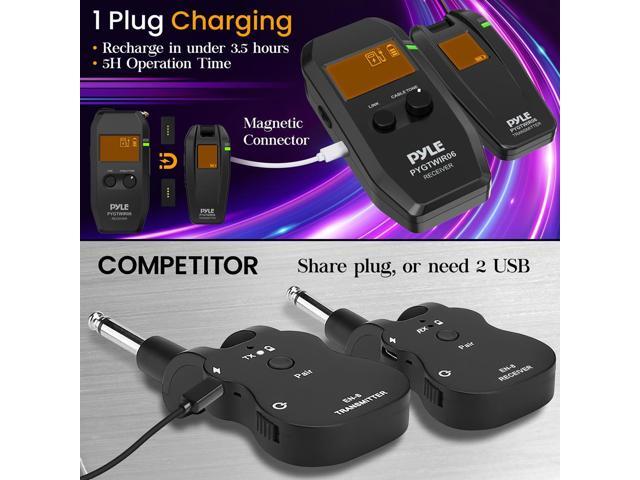 Pyle Wireless Guitar System - Audio Transmitter and Receiver (Black) - PYGTWIR06