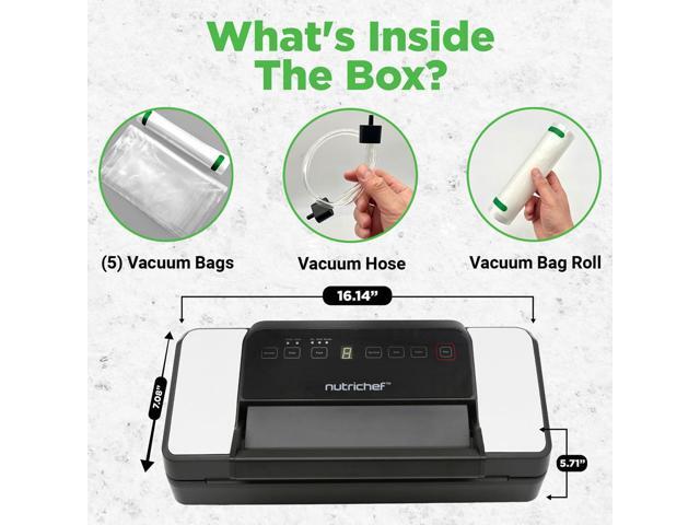 NutriChef Deluxe Vacuum Sealer - Automatic Food Preserver with Double Sealing Function (PKVS90BK, Black)