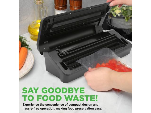 NutriChef Deluxe Vacuum Sealer - Automatic Food Preserver with Double Sealing Function (PKVS90BK, Black)