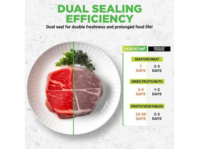 NutriChef Deluxe Vacuum Sealer - Automatic Food Preserver with Double Sealing Function (PKVS90BK, Black)