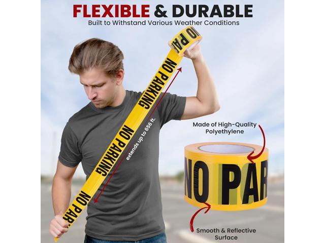 Pyle 6-Piece No Parking Barricade Tape - 656 ft. Roll, Black & Yellow (PNPCTX6)