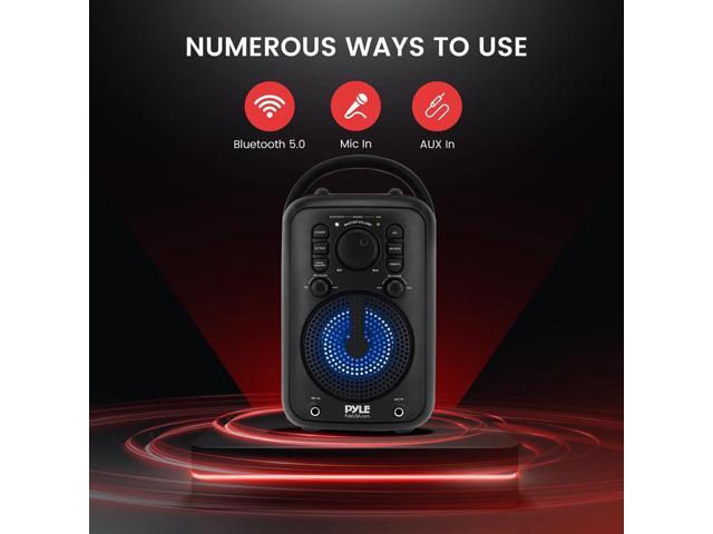 Pyle 4 Portable Wireless Bluetooth Speaker - 180W, Dual Mics, Karaoke System (PPHP40KAS)