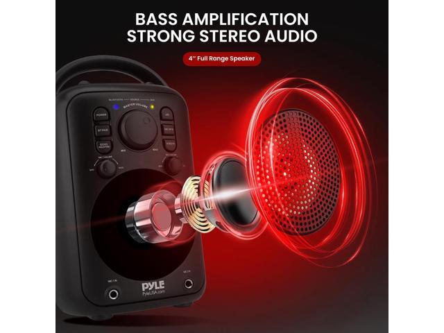Pyle 4 Portable Wireless Bluetooth Speaker - 180W, Dual Mics, Karaoke System (PPHP40KAS)