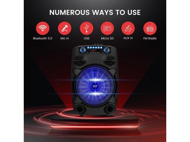 Pyle 12' Portable Bluetooth PA Speaker - 800W, Wired Mic, Rechargeable (PPHP127B)