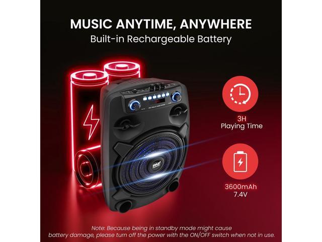 Pyle 12' Portable Bluetooth PA Speaker - 800W, Wired Mic, Rechargeable (PPHP127B)