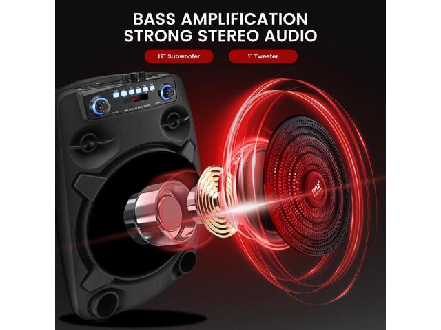 Pyle 12' Portable Bluetooth PA Speaker - 800W, Wired Mic, Rechargeable (PPHP127B)