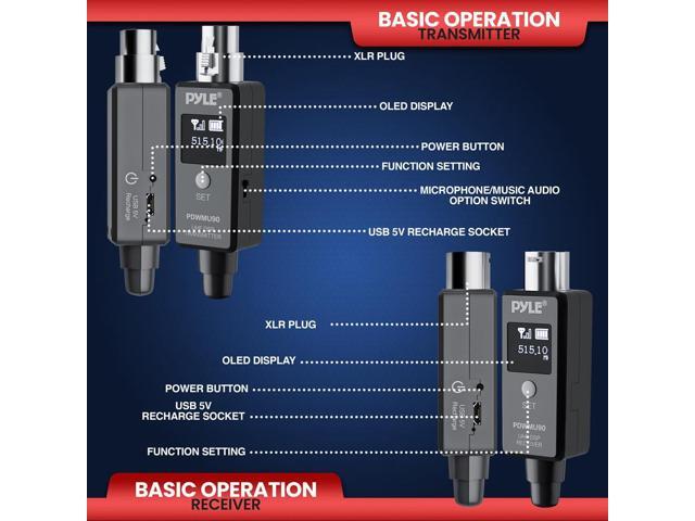 Pyle Multifunctional UHF Wireless Adapter System for Dynamic Microphones (PDWMU90)