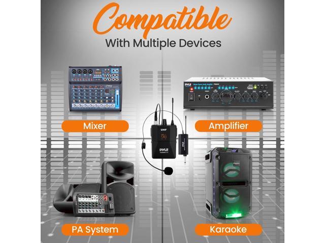 Pyle Universal UHF Wireless Microphone System - Lavalier Mic, Headset Mic, Beltpack Transmitter & Receiver (PDWMU112)