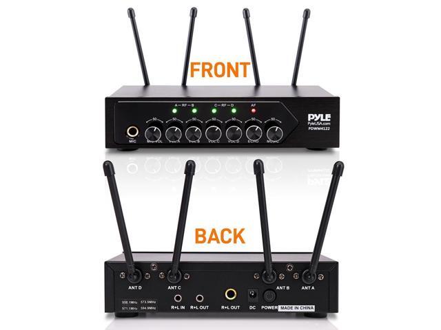Pyle Bluetooth Wireless PA Microphone System with (4) Beltpacks, (4) Headset Mics, RCA/Aux Input - UHF Public Address System