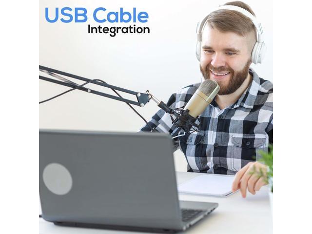 Pyle Suspension Microphone Boom Stand - Adjustable Compact Microphone Arm Stand with USB Cable, Durable Steel for Broadcasting & Studios