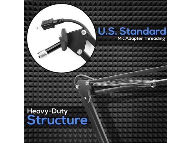 Pyle Suspension Microphone Boom Stand - Adjustable Compact Microphone Arm Stand with USB Cable, Durable Steel for Broadcasting & Studios