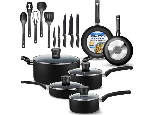 Photos - Bakeware SereneLife 20-Piece Home Kitchen Cookware Set - Black  SLCW20BLK(SLCW20BLK)