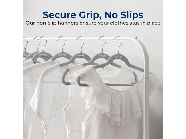 SereneLife Velvet Hangers - 150-Pack Non-Slip Heavy Duty Coat Set with 360° Swivel Hook (Gray)