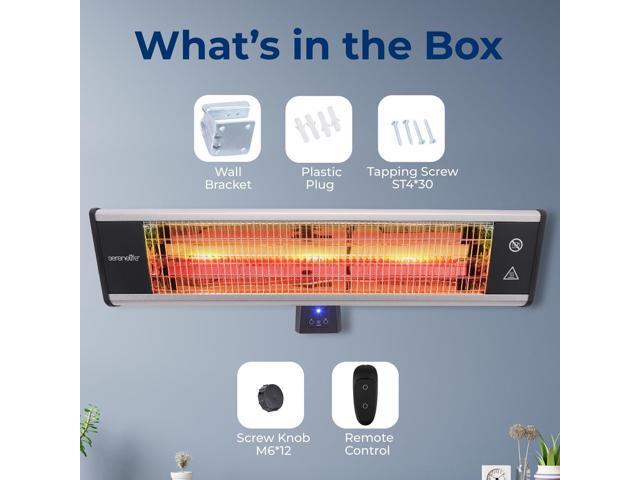 SereneLife Wall Mounting Patio Heater - Remote Control with High Rated Aluminum Reflector (SLOHT28)