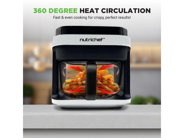 NutriChef 5.5 Liter Digital Air Fryer with Transparent Window - NCAF539TW (White)