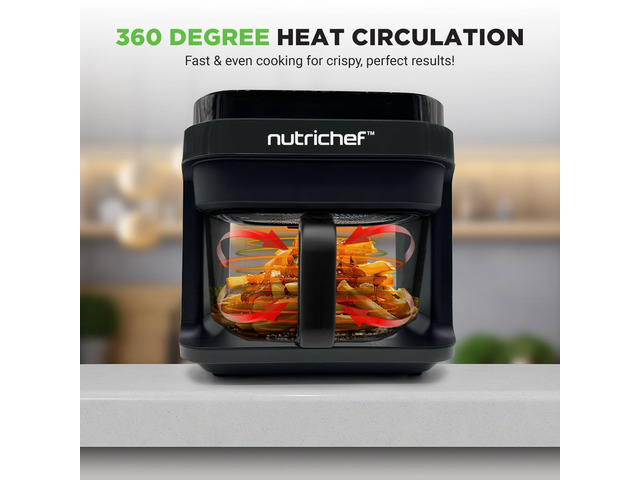 NutriChef 5.5 Liter Digital Air Fryer with Transparent Window - NCAF539TB (Black)