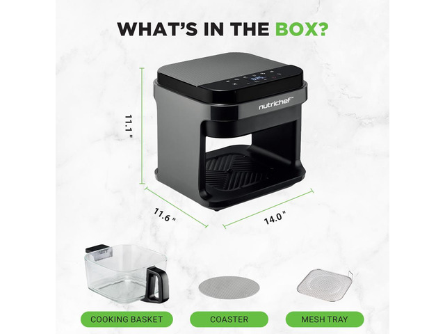 NutriChef 5.5 Liter Digital Air Fryer with Transparent Window - NCAF539TB (Black)