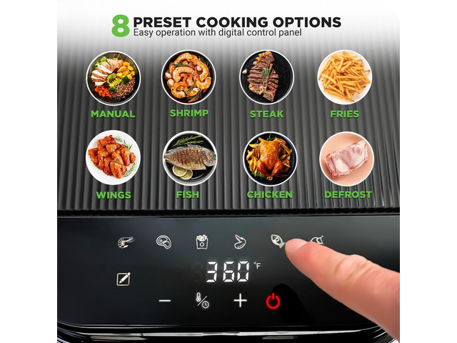 NutriChef 5.5 Liter Digital Air Fryer with Transparent Window - NCAF539TB (Black)