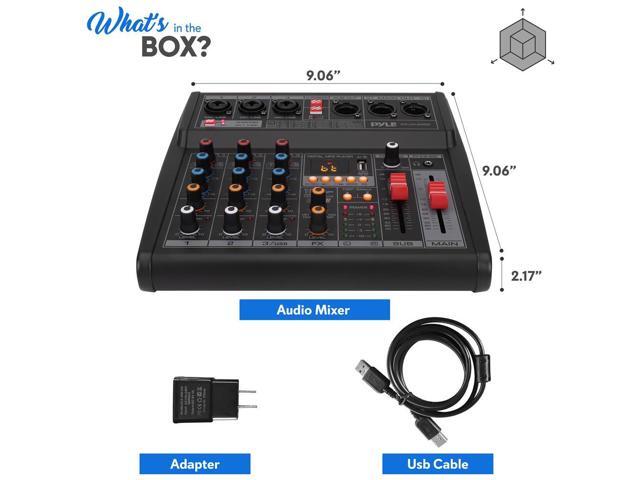 Pyle 3-Channel Audio Mixer - Built-in FX Processor, MP3 Player, USB Interface, XLR & 6.35mm Jack - PMX462