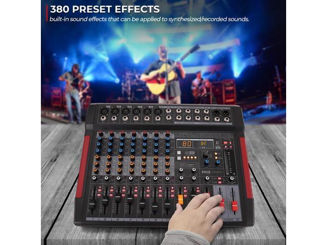 Pyle 8-Channel Wireless Bluetooth Audio Mixer - Recording Interface, Built-in FX, 6 XLR Inputs, MP3 Player - PMX648