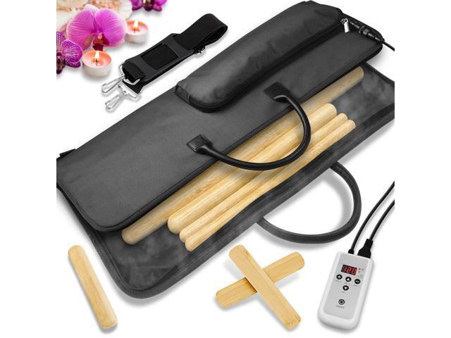 SereneLife Thermal Therapy Massage Kit - Waterless Heating Technology with Bamboo Sticks & Heating Bag - PSLMSGBMB22
