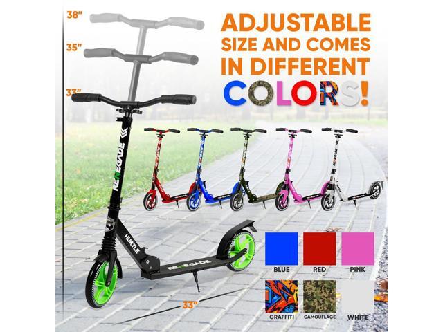 Hurtle Lightweight and Foldable Kick Scooter - Adjustable Alloy Deck with High Impact Wheels for Teens and Adults (Green) - HURTS56